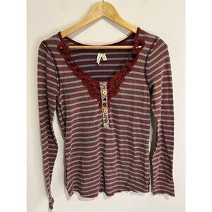 WE THE FREE Call Back Striped Henley Shirt size SMALL S